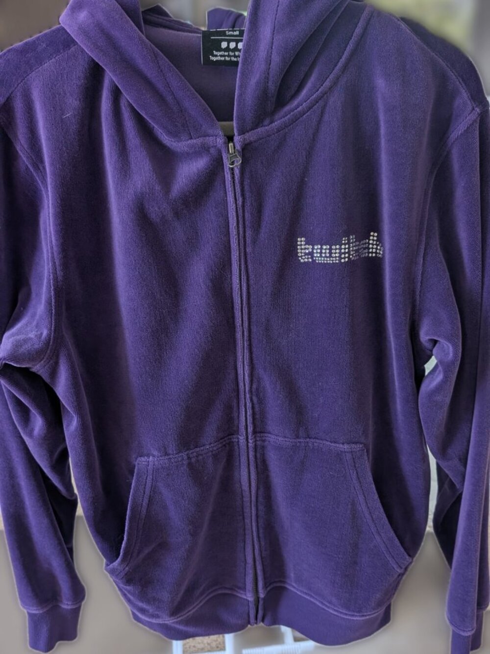 Twitch Purple Velour Rhinestone Sweatsuit Set - Small Jacket, Medium Pants